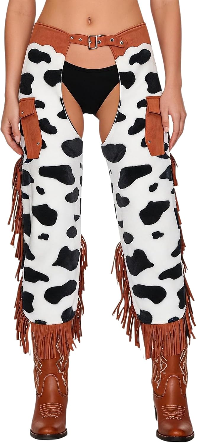 Women Cowgirl Costume Cover Chap Pants Overpants