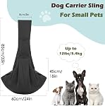 Pawaboo Small Dog Sling Carrier, Reversible Hands Free Dog Sling Carriers for Small Dogs and Cats, Puppy Slings Carrier with Safety Harness, Puppy Essentials, Black