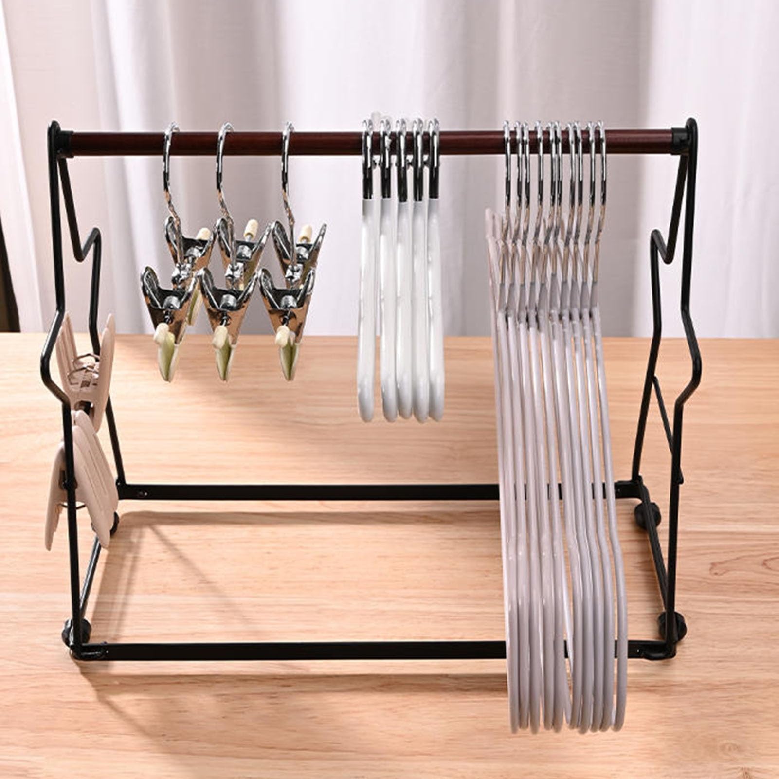 Apilador De Perchas De Ropa, Organizador De Almacenamiento De Perchas De Metal con Capacidad For hasta 50 Perchas Universales, For Lavandería Y Dormitorio(White)