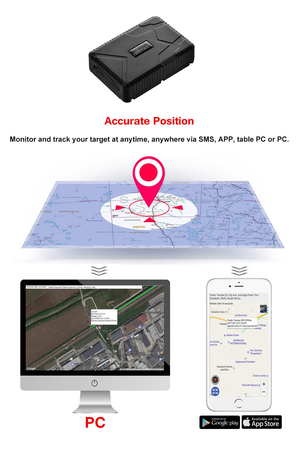 GPS Tracker Echtzeit Tracking Langlebige Batterie Standby 120 Tage Auto GPS Tracker Fahrzeug Tracker Wasserdichter Starker Magnet Motorrad GPS Locator Free Web APP TK915