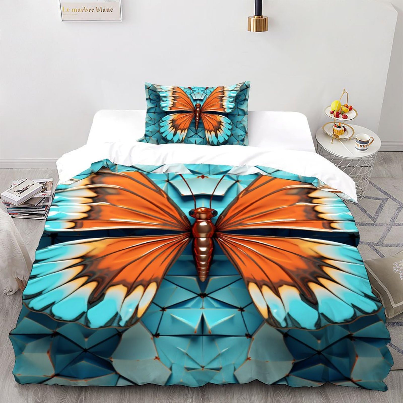 Housse de couette animal printed pour chambre d'enfant parure fleur de papillon