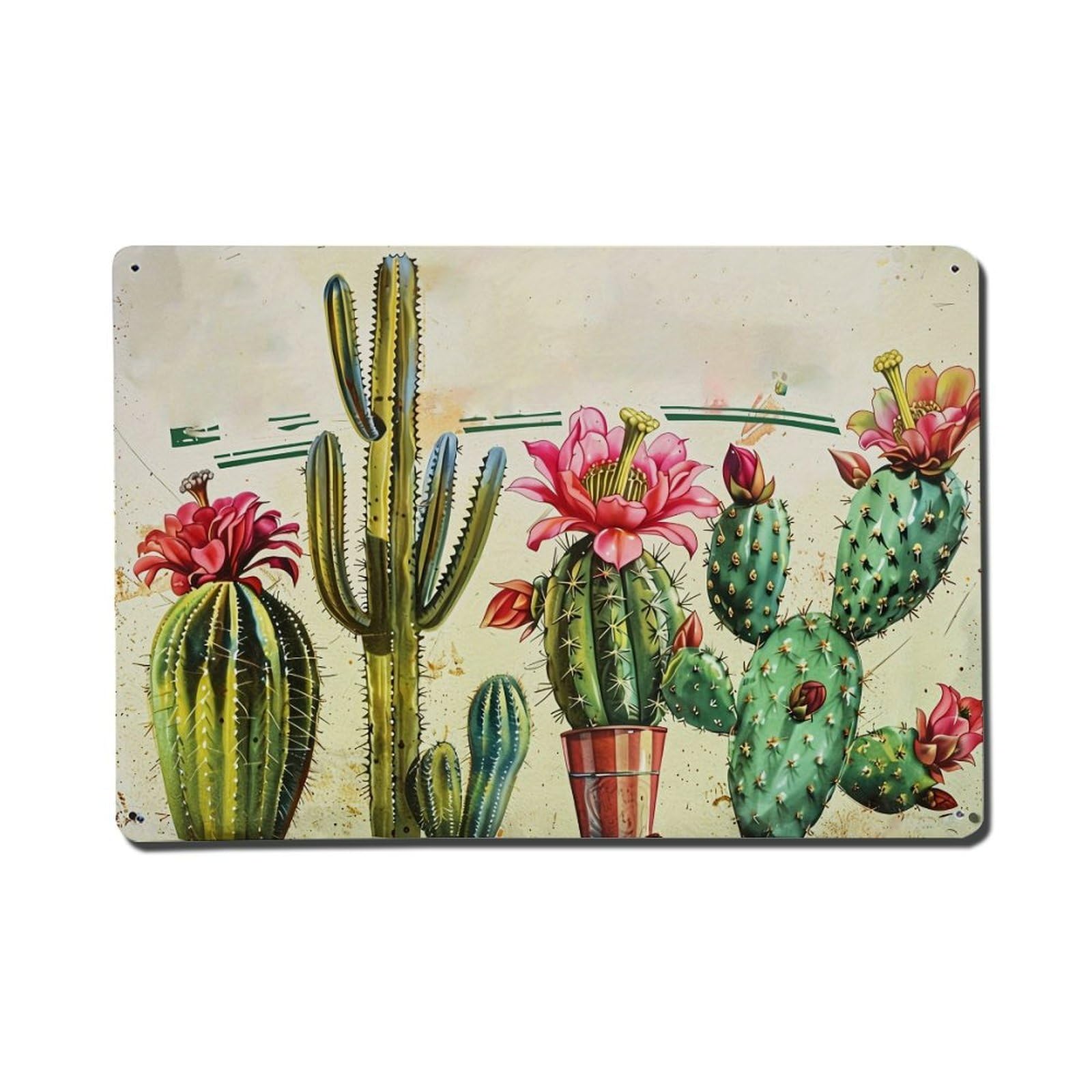 Cactus Flower Desert Plant Art_2 Metal Tin Sign Plaque