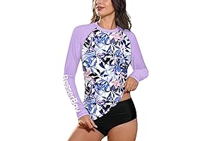 Women Long Sleeve Sun Protection Rash Guard Swim Shirt