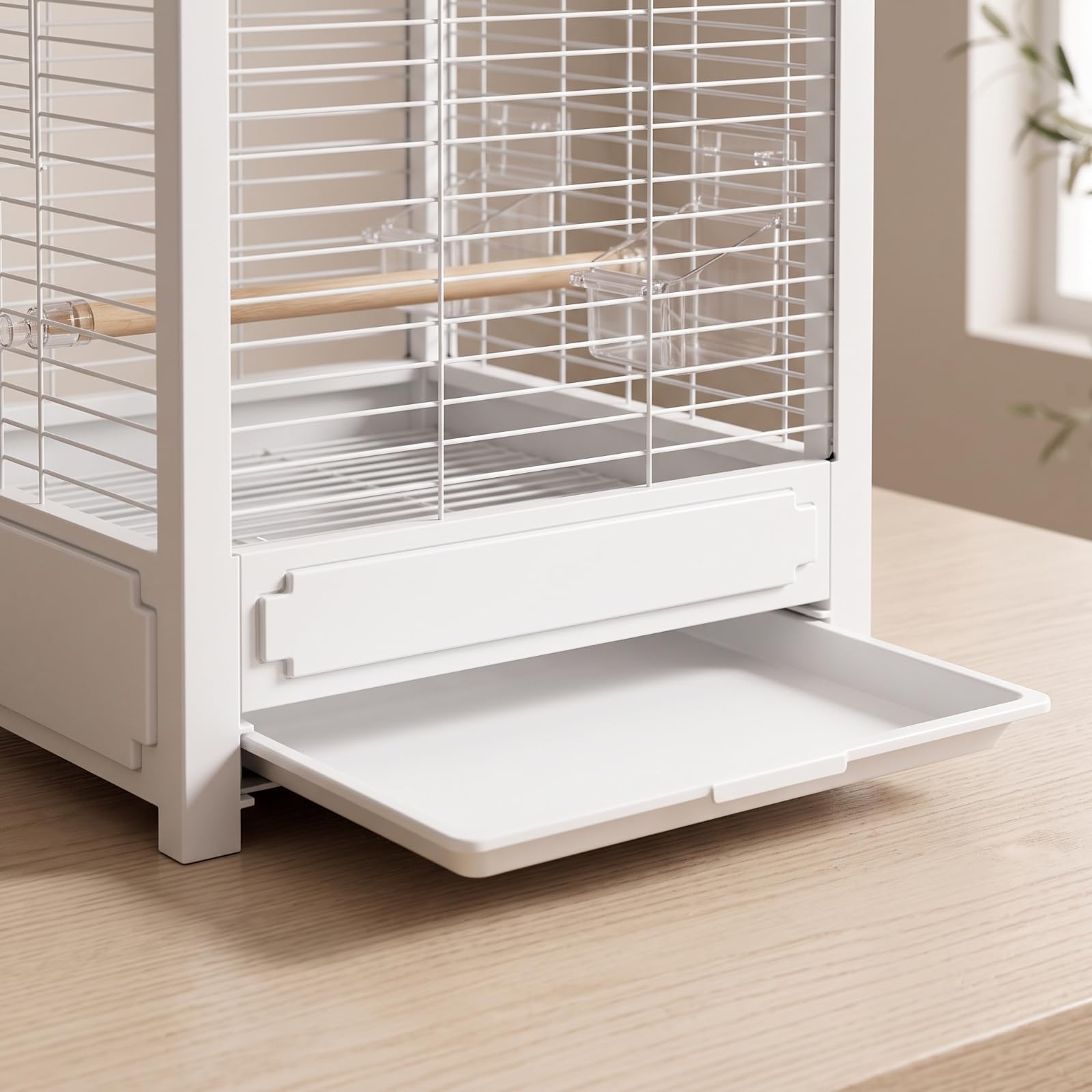 Dekokäfig mit Aufhängehaken quadratisch Vogelkäfig mit herausnehmbarer Bodenschale kompakt Vogelgehege für Wohnzimmer, Balkon