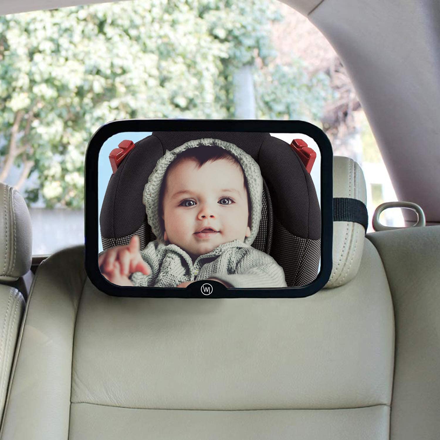 Wicked Chili Espejo bebé para reposacabezas | espejo retrovisor irrompible | y extra grande | espejo asiento trasero para bebés | primer equipamiento accesorios coche espejo