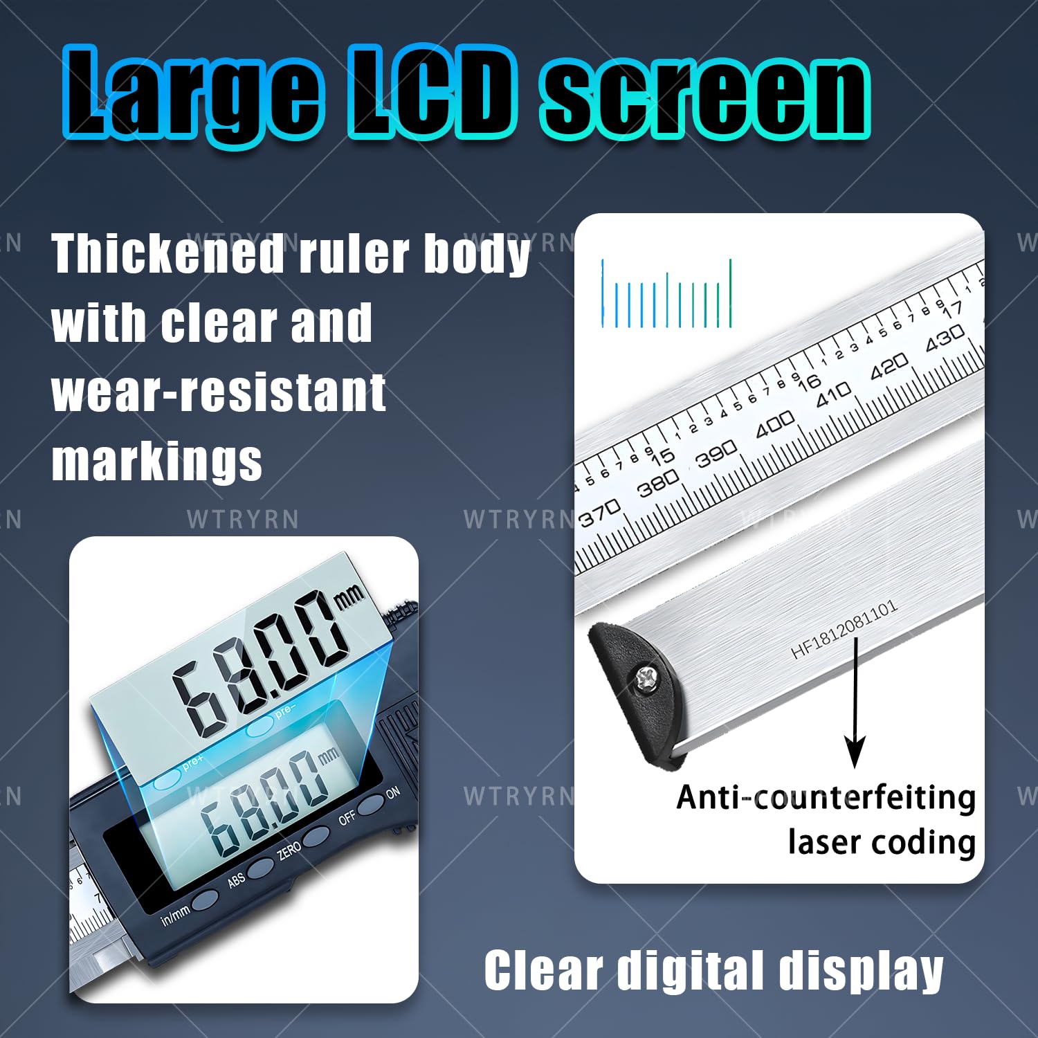 Herramienta de medición de Calibre Digital, mandíbula Larga para la medición de precisión, Ideal para el hogar, la ingeniería y la fabricación de Joyas