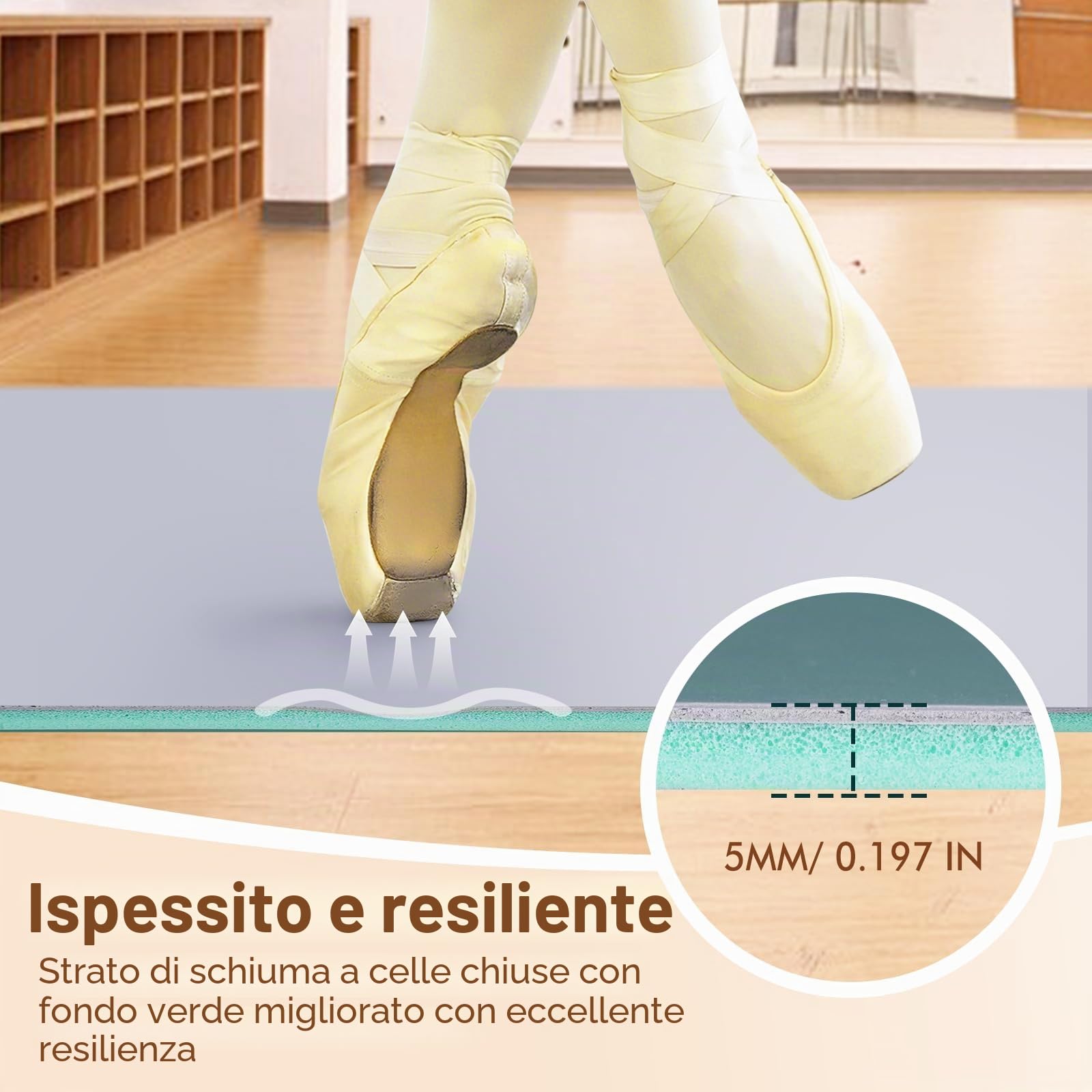 YJINGRUI Tappetino da ballo portatile, 180 x 100 cm, con borsa per il trasporto, 5 mm di spessore, antiscivolo, ammortizzante, in PVC, per jazz, balletto e tutti gli stili di danza, casa e studio | 5 mm di spessore, con borsa per il trasporto per un facil