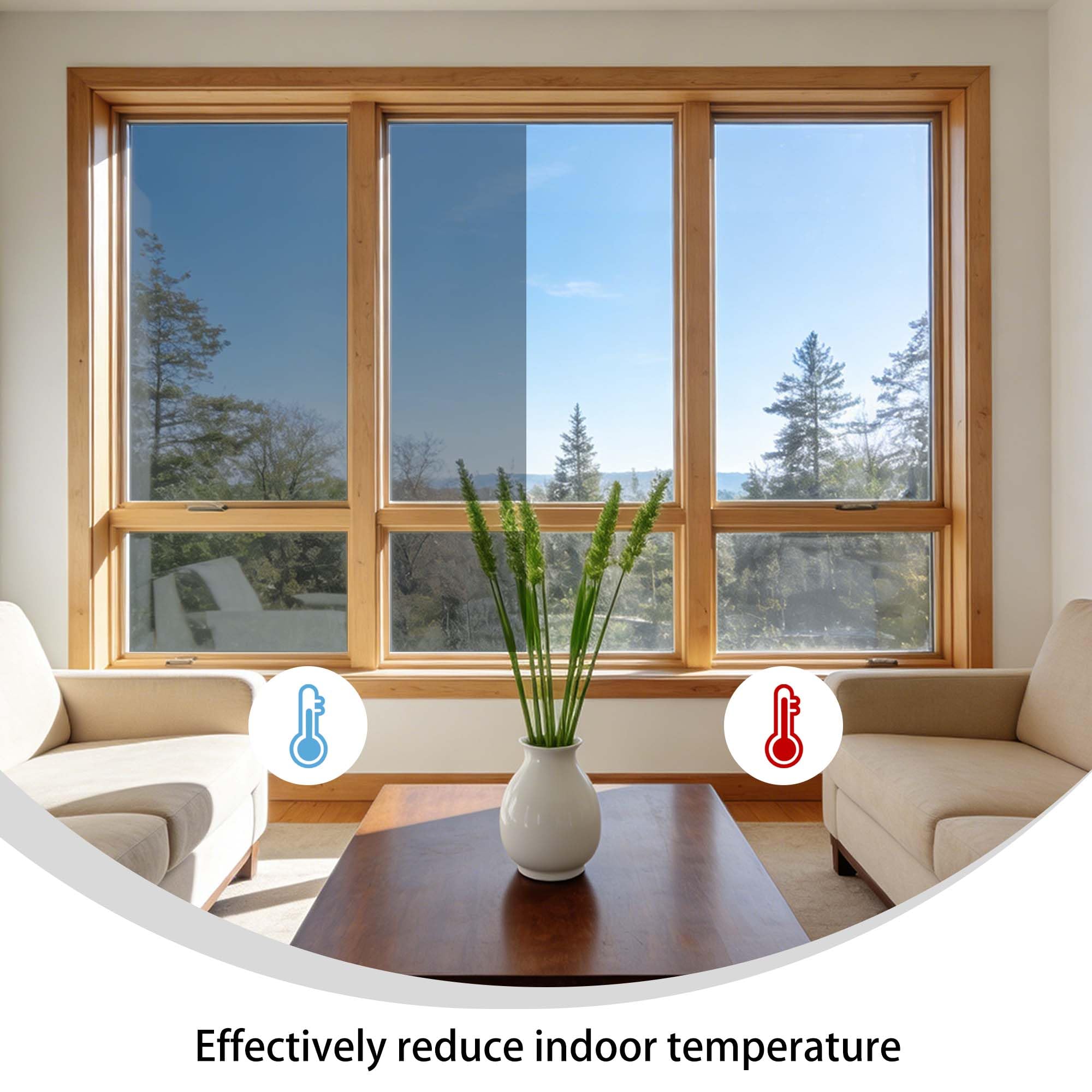 Sonnenschutzfolie Fenster Innen Fensterfolie Sonnenschutz 68 x 100 cm UV Schutz Sichtschutzfolie Reflektierende Fensterfolie Selbstklebend für Büro Und Haus, Doppelseitiges Silber