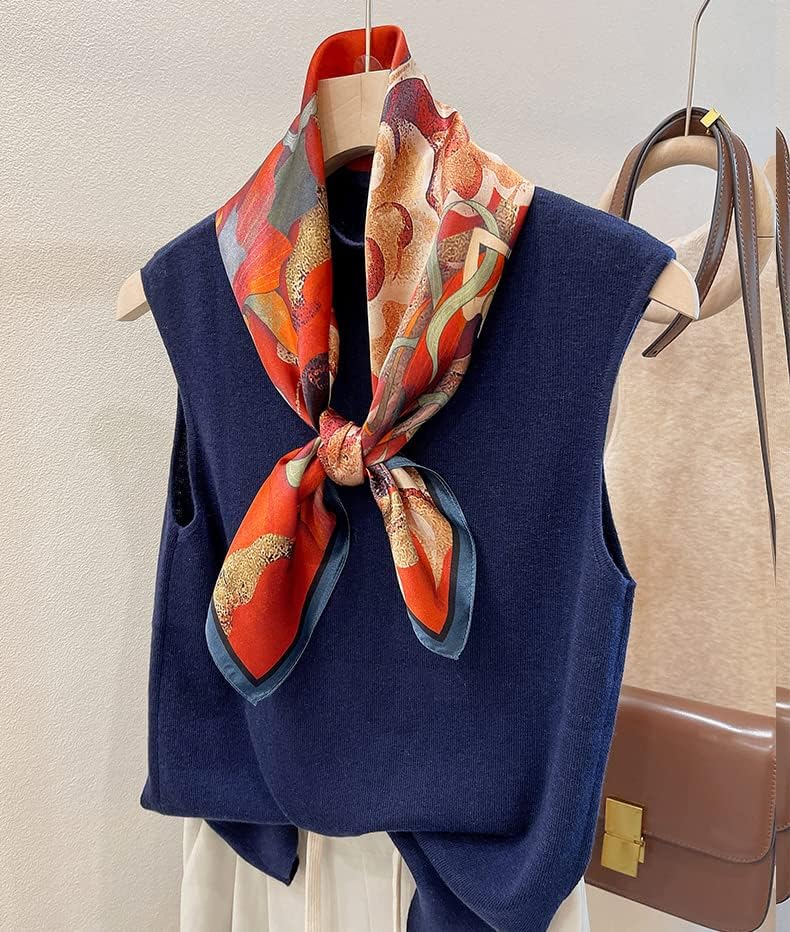 100% Mulberry Silk Scarf 25.6"x25.6" Square Women Neckerchief Headscarf - Lightweight Neck Scarf Gift Packed - Image 5