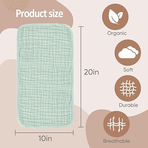 Miniatura 2 de Paños de muselina para eructos 100% algodón, paquete de 12. Paños para eructos suaves, suaves y absorbentes para bebés niñas y niños (color neutro,