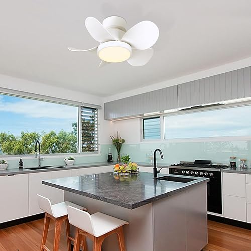 Miniatura 2 de Ventilador de techo de 22 pulgadas con luces, ventilador de techo pequeño con montaje empotrado ligero, regulable, reversible, ventilador de techo