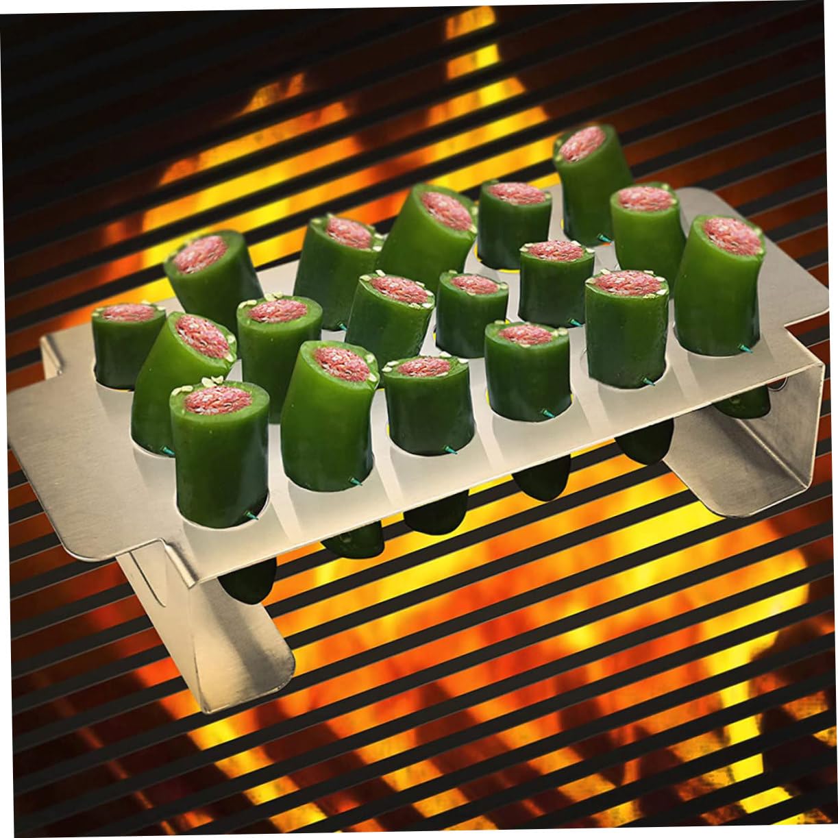 COLLBATH Parrilla Ligera Acero Inoxidable 18 430 Barbacoa de Orificios, 2 Unidades y Estable para Cocinar en Jalapeños Camping