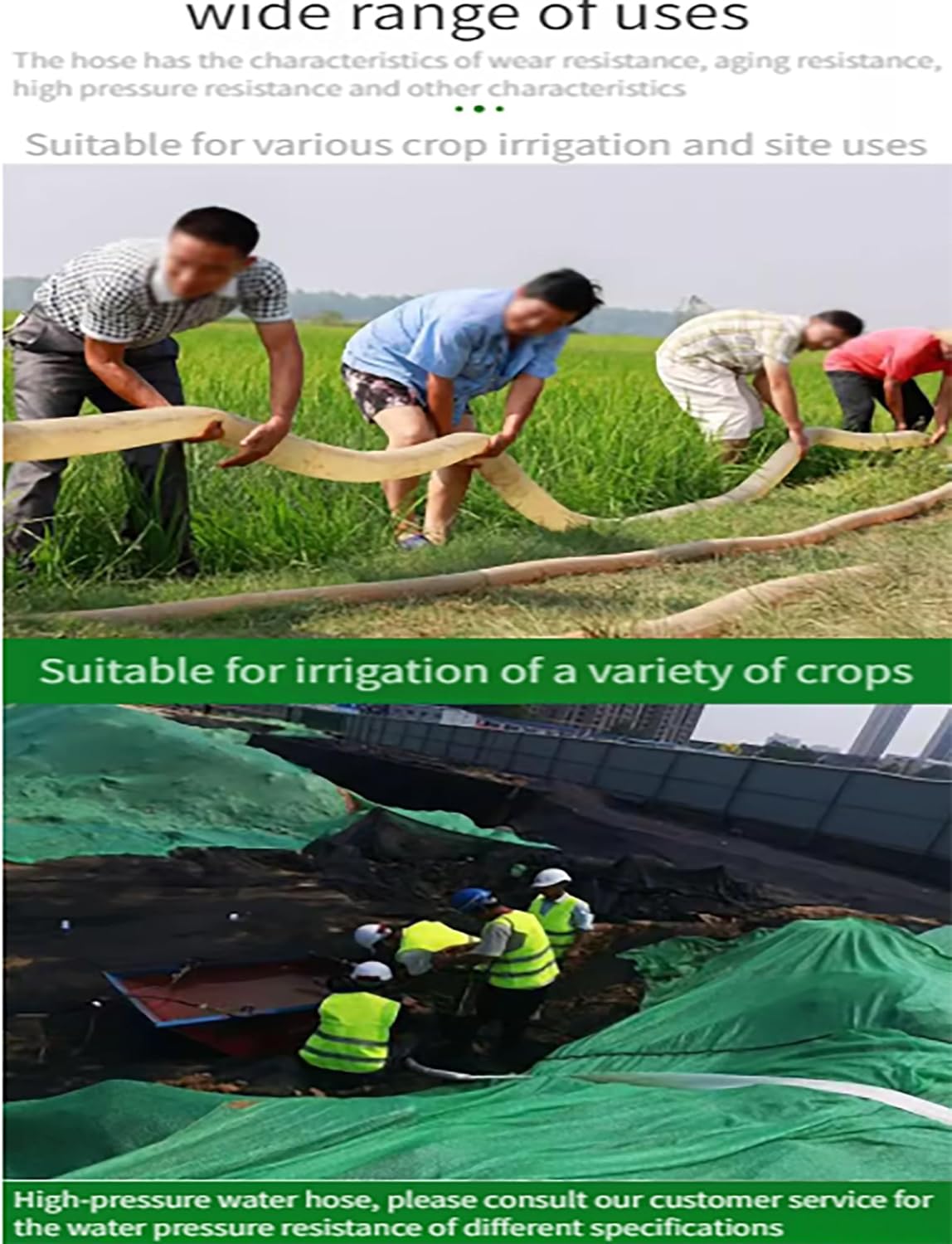 1.2in Pool Backwash Hose Heavy,Fire Hose,Duty Drain Discharge Double PVC Lay-Flat Hose,for Water Transfer,Sump Pump,Pool Filter,Drain(100meter)