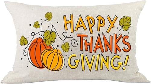 Aceroece Fall Y'all - Funda de cojín rectangular de algodón y lino con diseño de hojas de calabaza, naranja y amarillo, 12 x 20 pulgadas