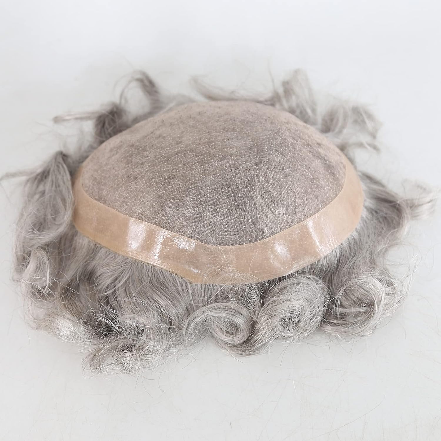 Zigzag Hair Mens Toupee Human Hair 8x10inch #5 Mixed 80% Grey Hairpiece for Men Fine Mono Replacement