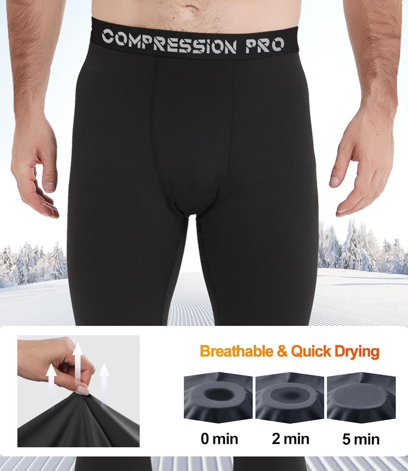 Dalavch 4 Pack Men Thermal Compression Pants,Fleece Lined Heated Leggings for Cold Weather Sports Athletic Winter Baselayer - Image 3