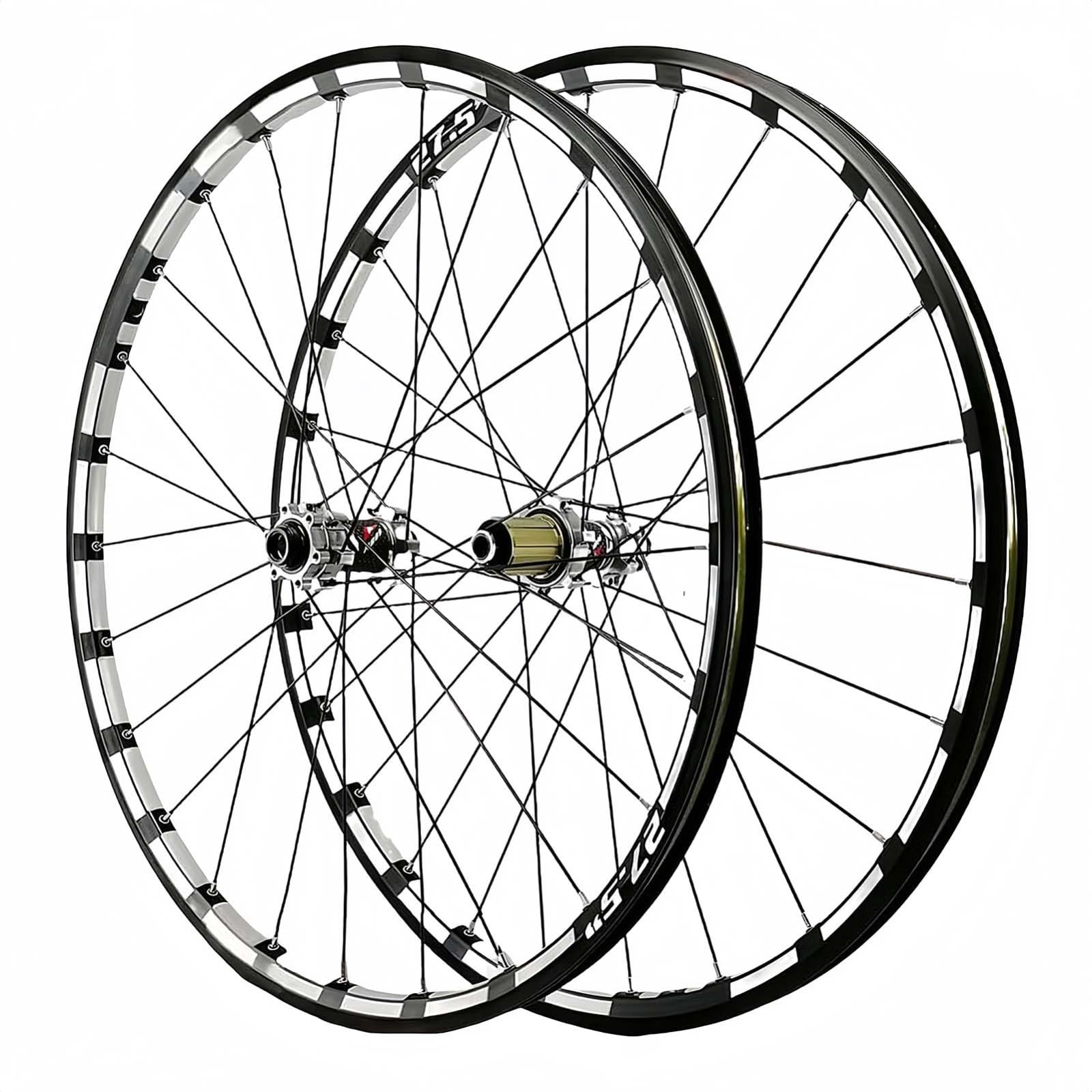 Fahrradlaufräder MTB Laufradsatz 26/27,5" 29" 24H Nabe für 7, 8, 9, 10, 11, 12-Fach Kassette, mit Scheibenbremse und Steckachse, Straight-Pull-Felge (Silver-29in)