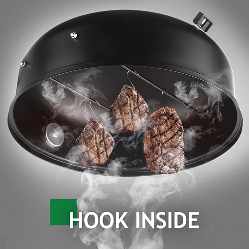 Miniatura 4 de VINGLI Parrilla de carbón de 18 pulgadas con ahumador de barbacoa multicapa, parrilla redonda resistente, ahumador vertical con termómetro