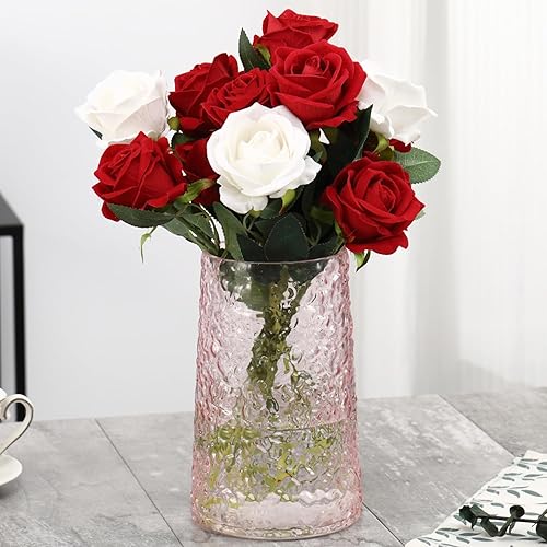 Miniatura 11 de Jarrón de vidrio acanalado, jarrones de flores para ramo, jarrones de vidrio transparente para flores, moderno jarrón acanalado para sala de estar,