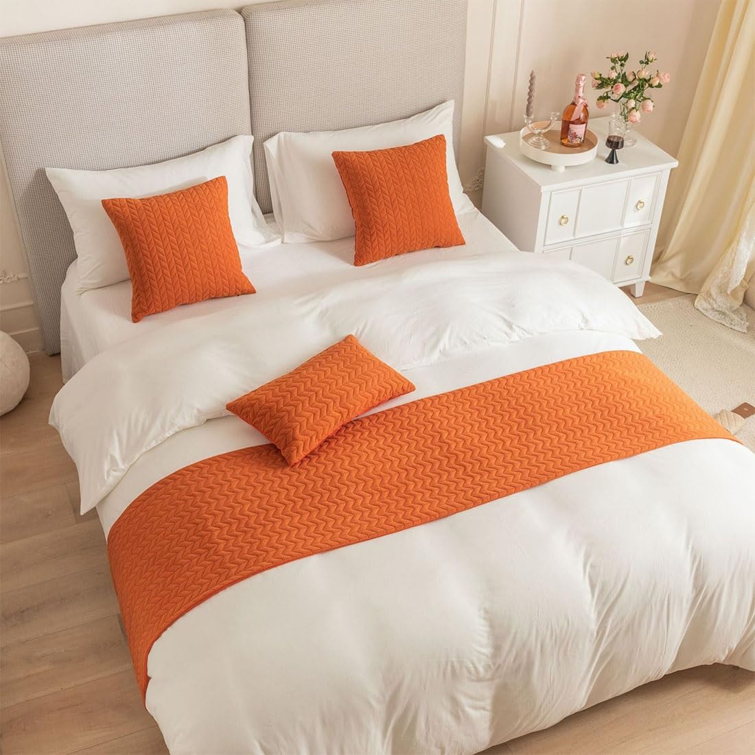 HIQACTLIF Bed Runners Double, Nordic Dutch Velvet Wave Thickened Double-sided Bed Runners for Foot of Bed，Bed Runners & Scarves Protection for Hotel Guesthouse Wedding Room