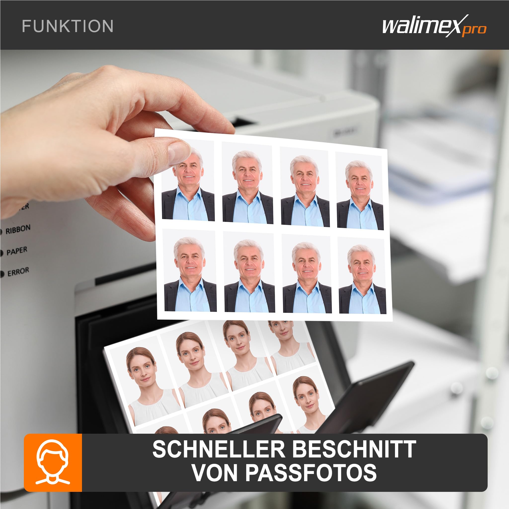 Walimex pro Passbildstanze 35 x 45 mm, Fotostanze mit ergonomischem Griff, Handstanze für professionelle Passbilder, Stanze für saubere Schnittkanten