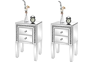 VINGLI Mirrored Nightstand Set of 2: Glamorous Accents for Your Home