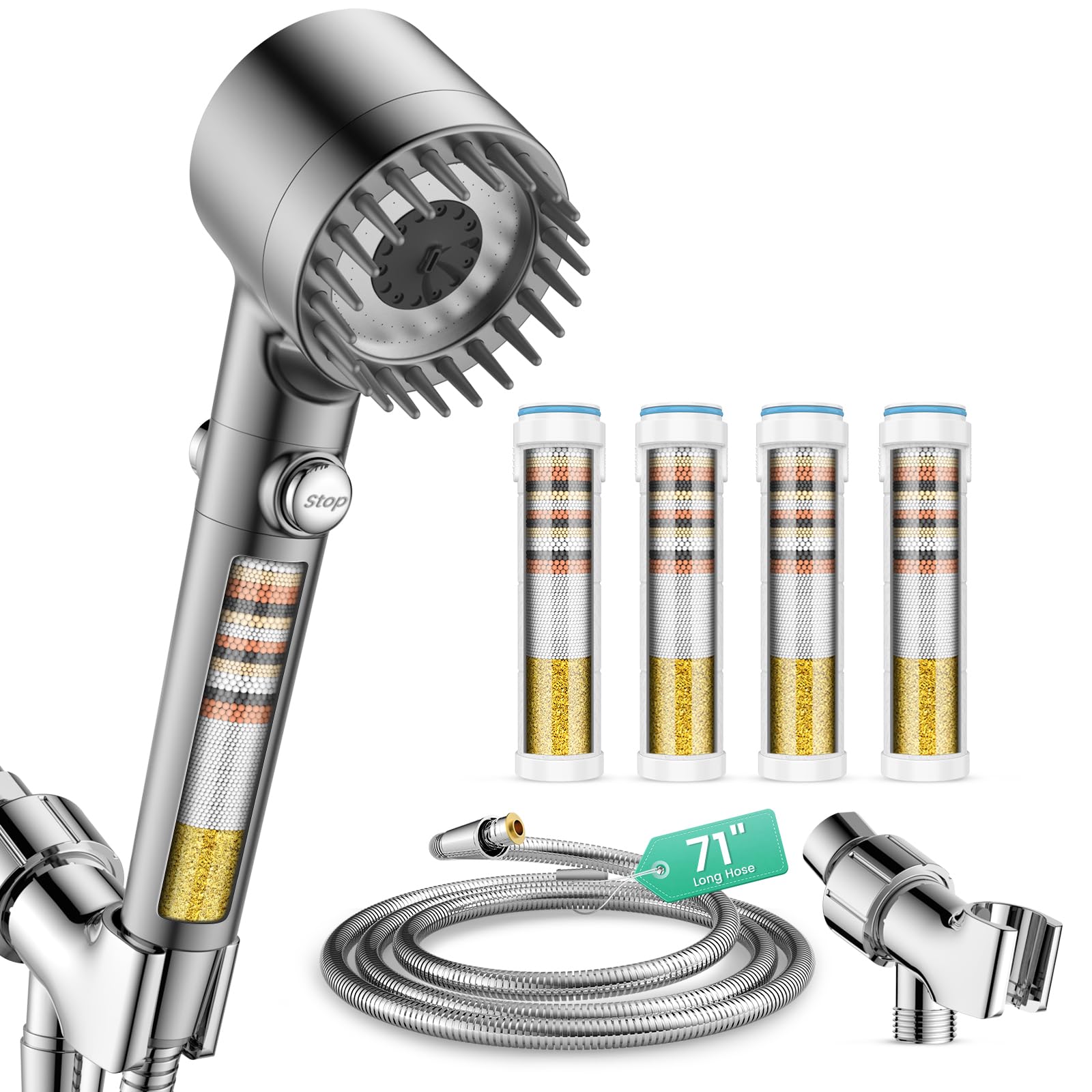 Photo 1 of Fitespot Filtered Shower Head with Handheld 4PCS Filters ShowerHead