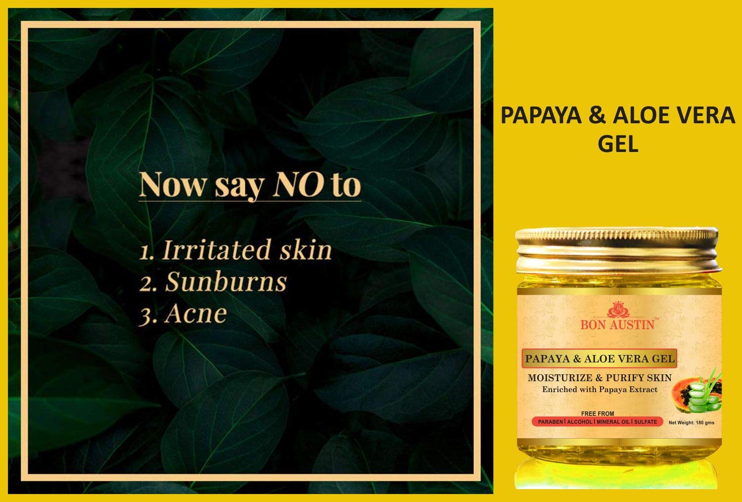 Bon Austin Premium Papaya & Aloe Vera Face Gel- For Anti Ageing & Fairness(180 Gms) 1