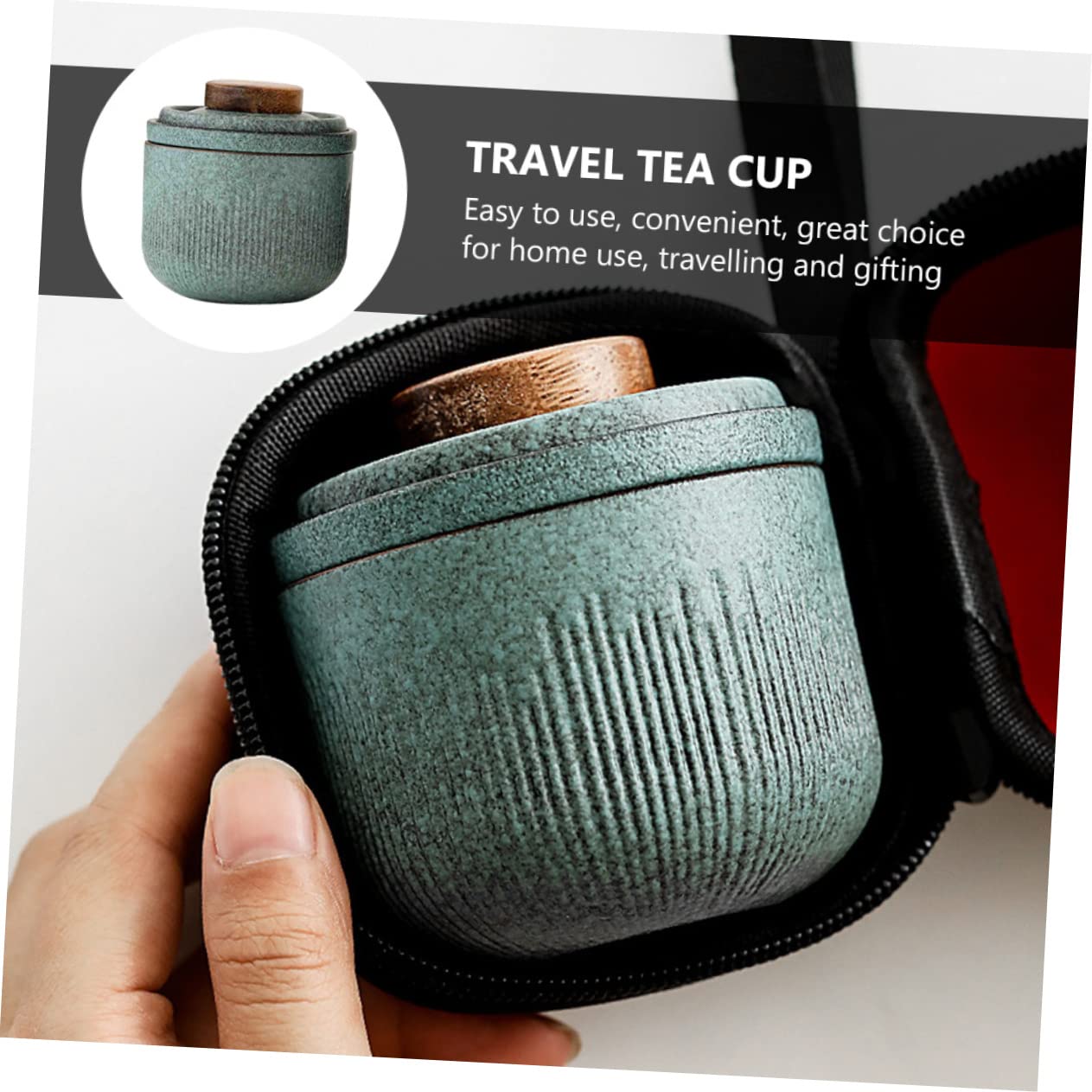 Juego de té portátil con filtro automático, tetera de cerámica para viaje.