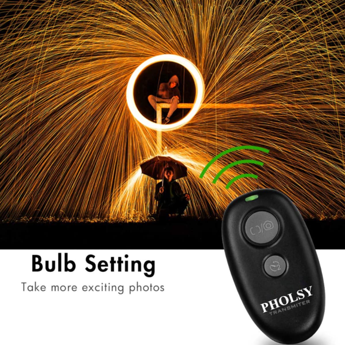 PHOLSY scatto remoto Fotocamere Telecomando Wireless con 2 cavi per Sony Alpha a1 a9 a7M4 a7M3 a7RM2 a7RM3 a6600 a6500 a6400 a6100 RX100M4 HX99 a68 a33 a35 a57 a65 a77 a99 a850