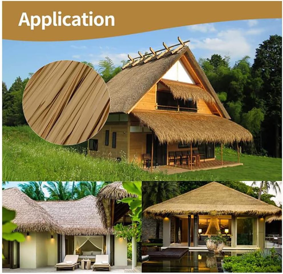Fake Straw Fireproof Artificial Palm Thatch Simulation Thatch Roll 100x50cm/39.3" X 19.6" Synthetic Palm Leaves Thatch Roofing Thatch Roofing for Tiki Bar Garden Deco(Yellow a,0.5x4m/1.64X13.1ft)