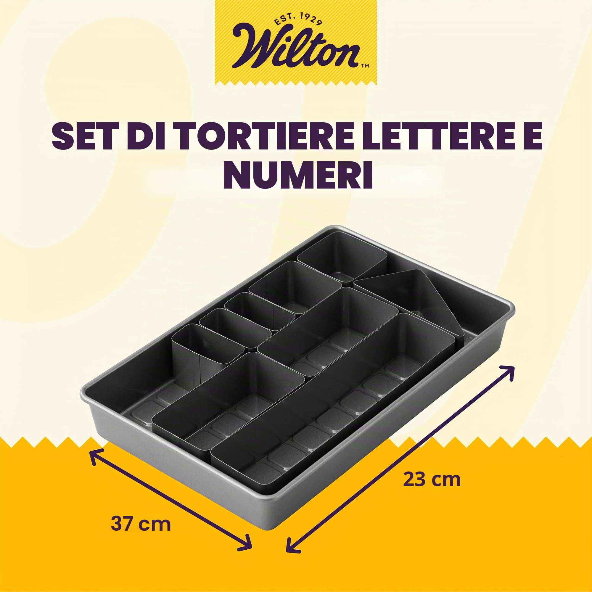 Wilton 0261853 Set Teglia Componibile Lettere e Numeri, Acciaio, Nero, 38 x 23 x 5 cm