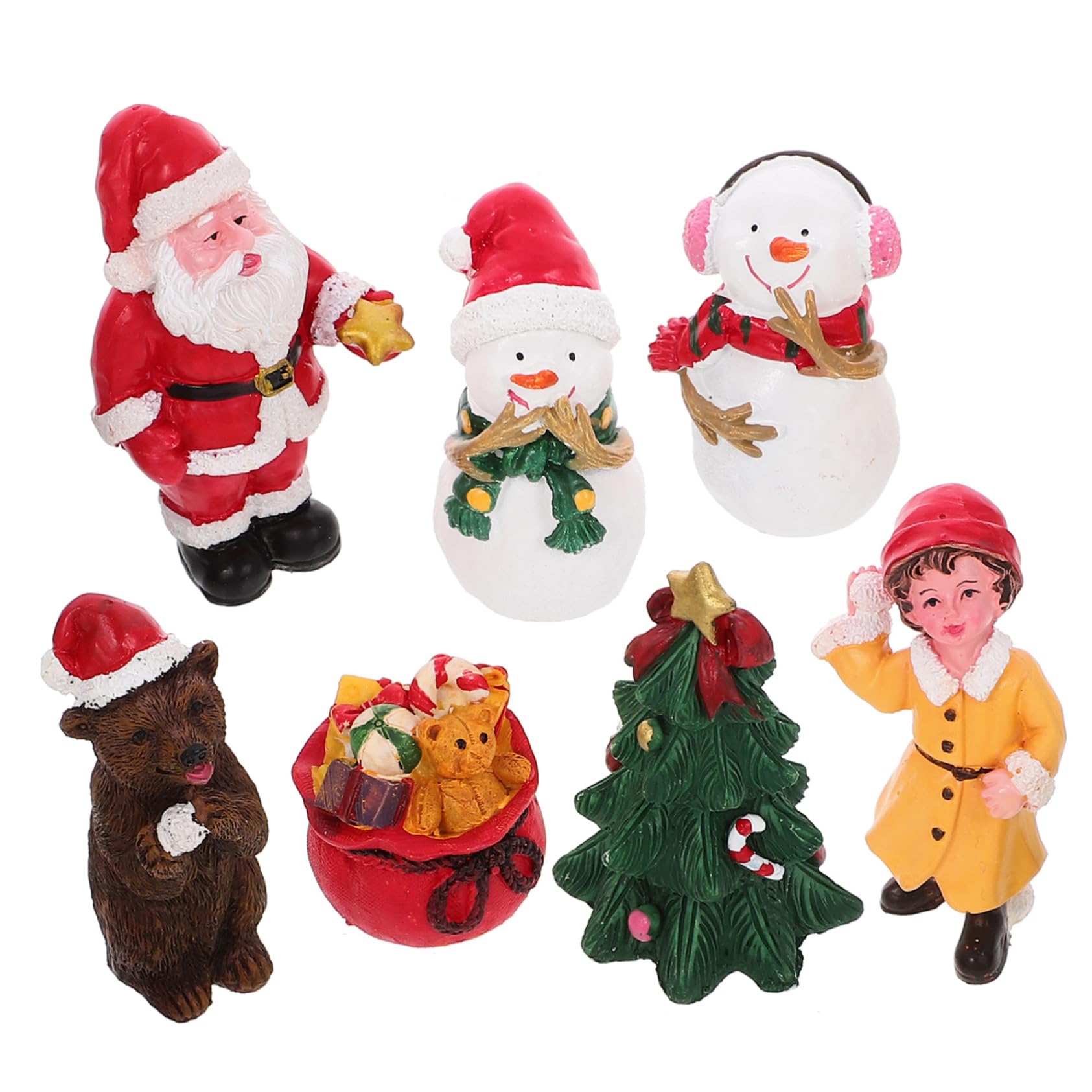 RORPOIR 1set Christmas Snowman Santa Figurines Adorable Resin Statues for Christmas Decor Unique Holiday Present Decoration for Dolls Globes