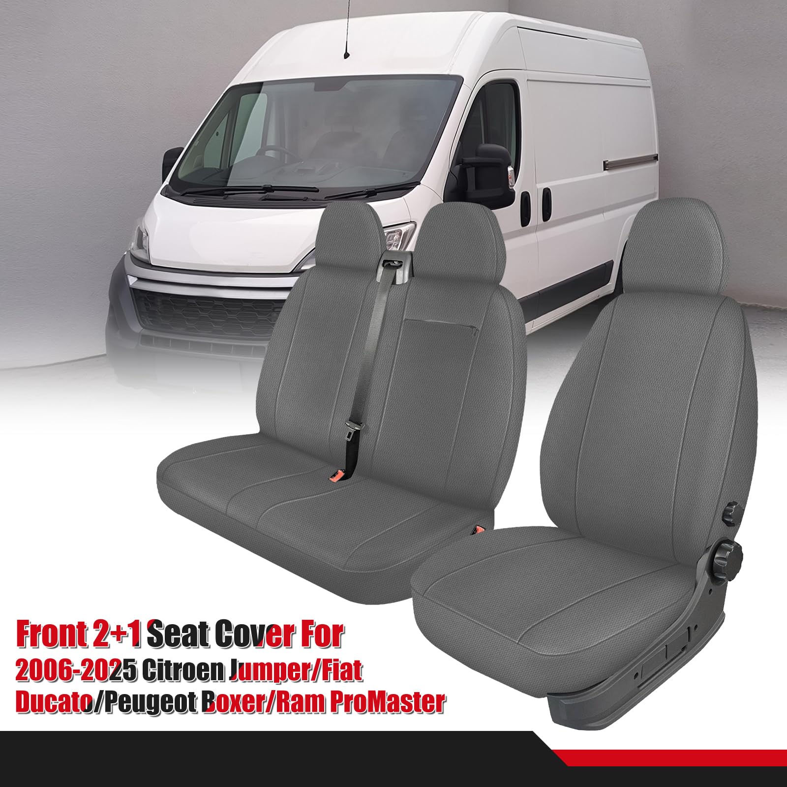 2 1 Stoelhoezen ontworpen voor Peugeot BOXER CITROEN JUMPER FIAT DUCATO 2006-2024 Velours BEIGE LHD