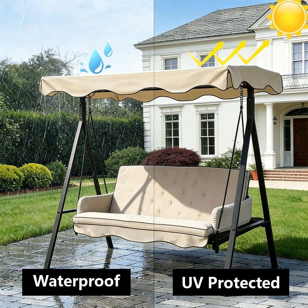 Tetto Di Ricambio Per Dondolo Impermeabile Tenda Di Ricambio Per Altalena Hollywood Tettuccio Per Altalena Da Giardino Tessuto Oxford 210D(Black,77x49in-195x125cm)