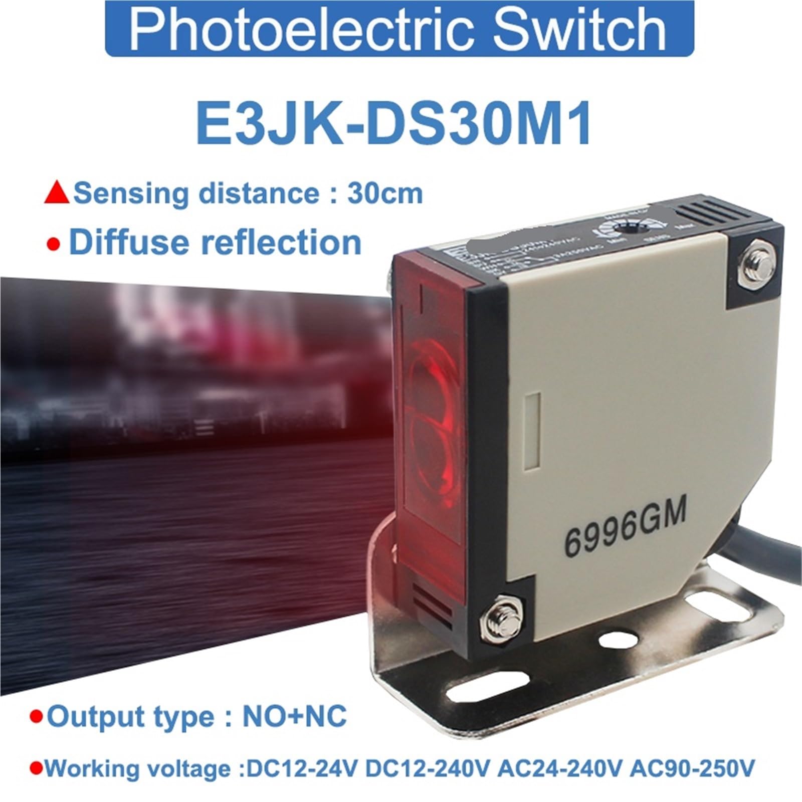 1 Stück 30 cm Schaltabstand E3JK-DS30M1 DC12-24V / AC90-250V Infrarot-Sensor mit diffusem Reflexionsschalter(DC12-240V AC12-240)