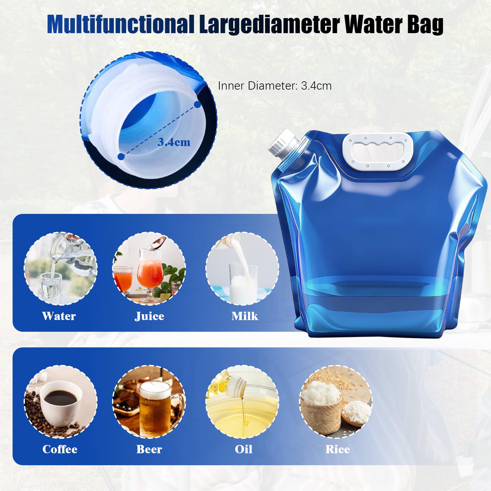 4 Pezzi Tanica Acqua Pieghevole 10L, Tanica Pieghevole, Senza BPA, Taniche per Acqua Portatili, Contenitori Pieghevoli per Acqua, Riutilizzabile, per Campeggio, Emergenza, Picnic, Blu