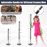 Vista 5 de Herramienta de jardín Hoe, azada hueca con mango largo de 55 pulgadas, desbrozadora manual ajustable, azada de jardín resistente para deshierbe