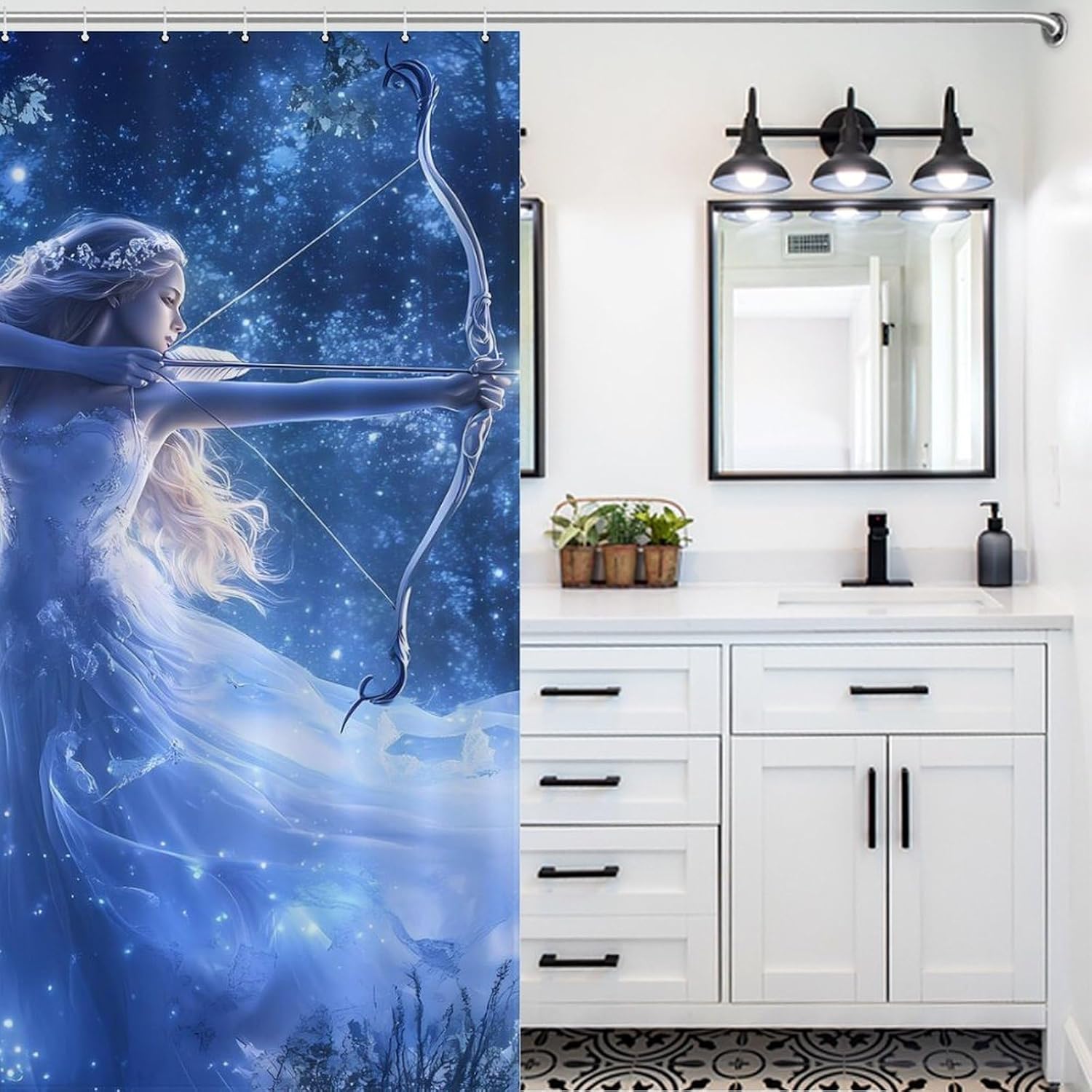 Zodiac Sagittarius Woman Shower Curtain Home Bathroom Decor Waterproof Splash Shower Curtains