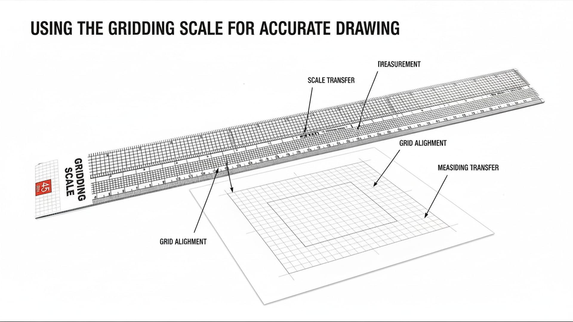 45 cm Gridding Scale Ruler, Transparent Pattern Making Tool 1