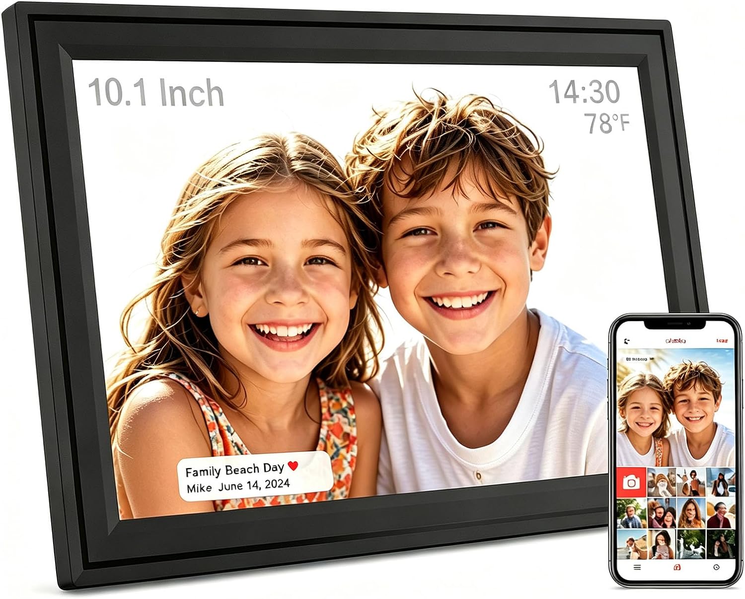 Digital Picture Frame 10.1 WiFi Photo Auto Rotate Touch Screen Easy to use