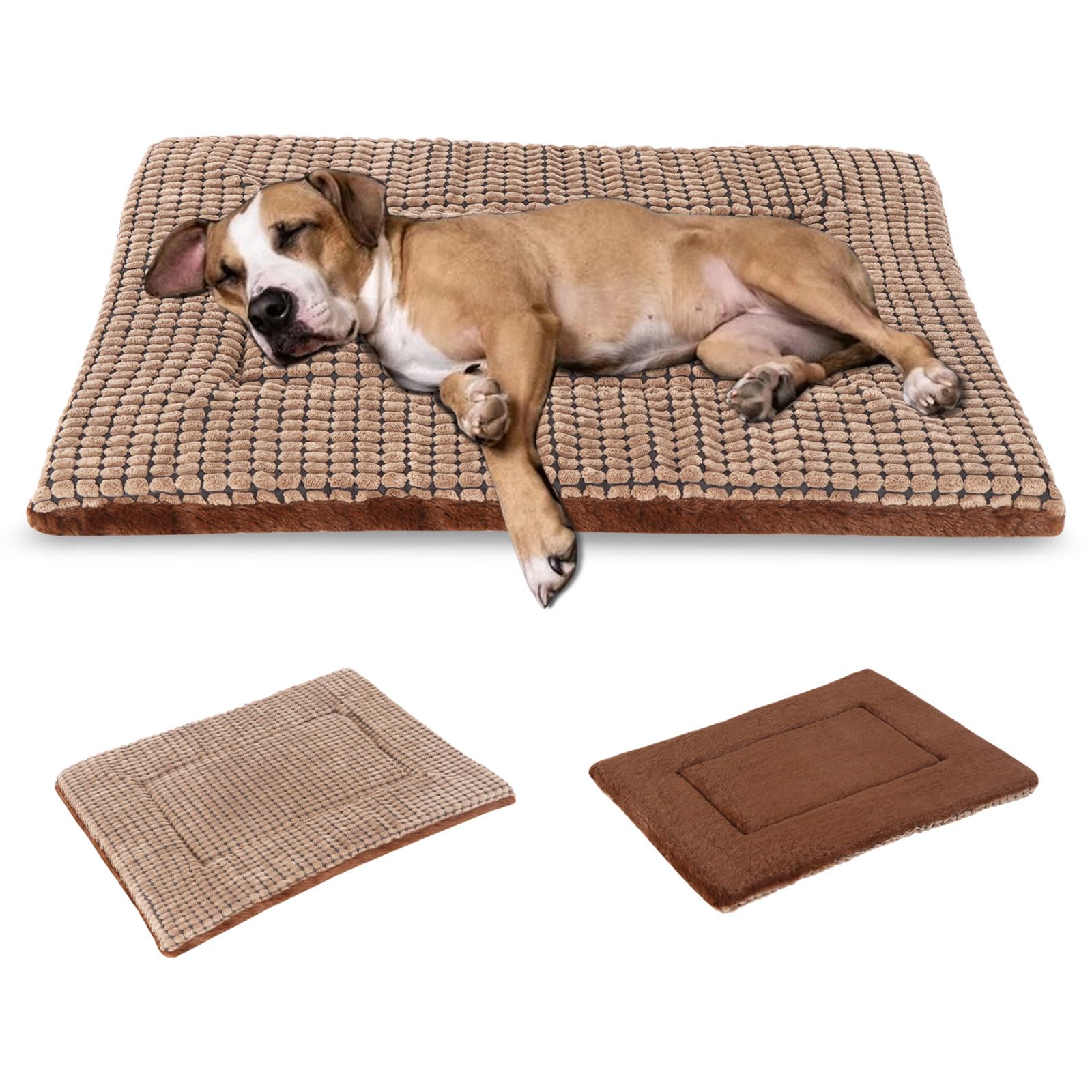 BVAGSS Dog Bed Mat,Reversible Crate Pad, Memory Foam Beds, Soft Warm Pet Cushion for Small Medium Dogs, Washable Pet Sleeping Mattress Kennel Pad XH079 (106x71x4cm,Brown) — image 1