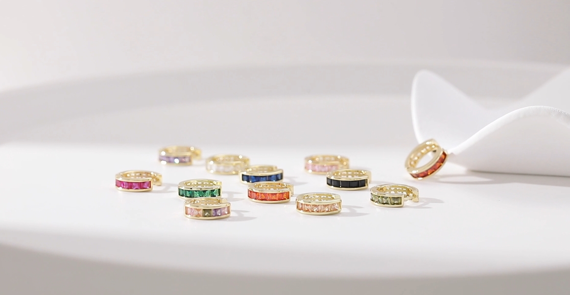 Orecchini A Cerchio Piccoli Linawe - Spirale Con Zirconia, Senza Nichel, Oro Bianco, Rosa E Argento - Foto 4