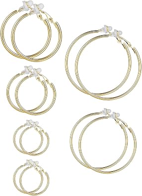 Sumind Clip on Hoop Earrings Hoop Gold Earrings Non Piercing Earrings Set for Women