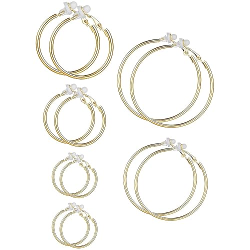 Sumind Clip on Hoop Earrings Hoop Gold Earrings Non Piercing Earrings Set for Women