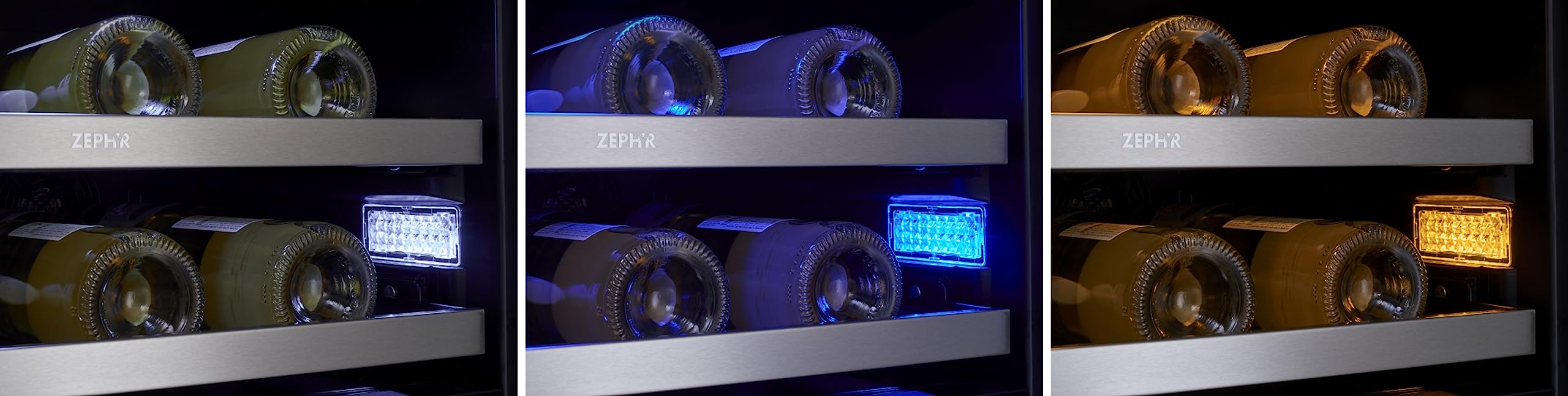 Zephyr Prw24c32c Presrv 24 Inch Wide 42 Bottle Capacity Built-In/Free Standing Dual Zone Wine Cooler With 3-Color LED Lighting - Stainless Steel on Fridge.com - View 6