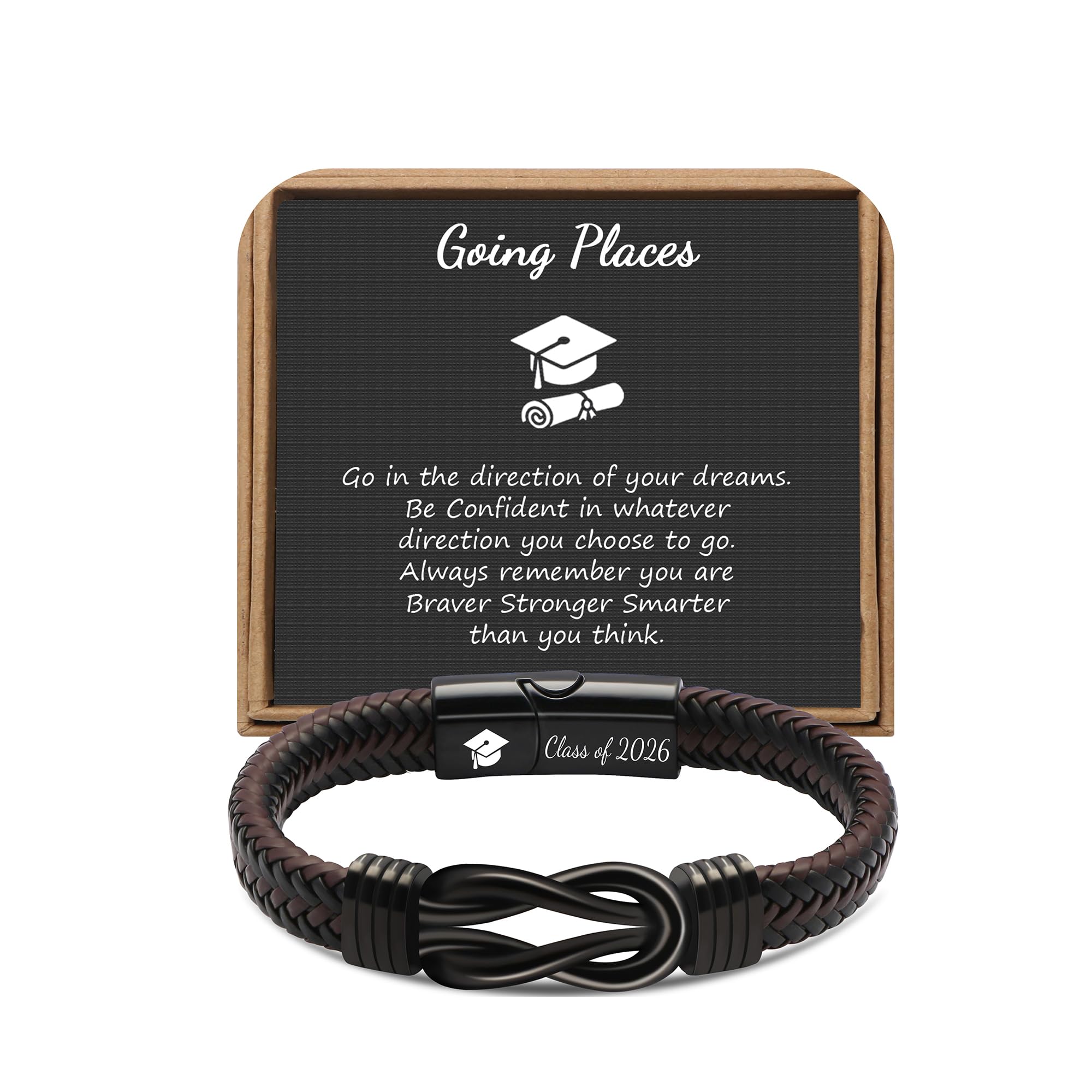 JoycuFF 𝗚𝗿𝗮𝗱𝘂𝗮𝘁𝗶𝗼𝗻 𝗚𝗶𝗳𝘁𝘀 𝗳𝗼𝗿 𝗛𝗶𝗺 𝟮𝟬𝟮𝟲, High School College Graduation Gifts Class of 2026 Leather Stainless Steel Knot
