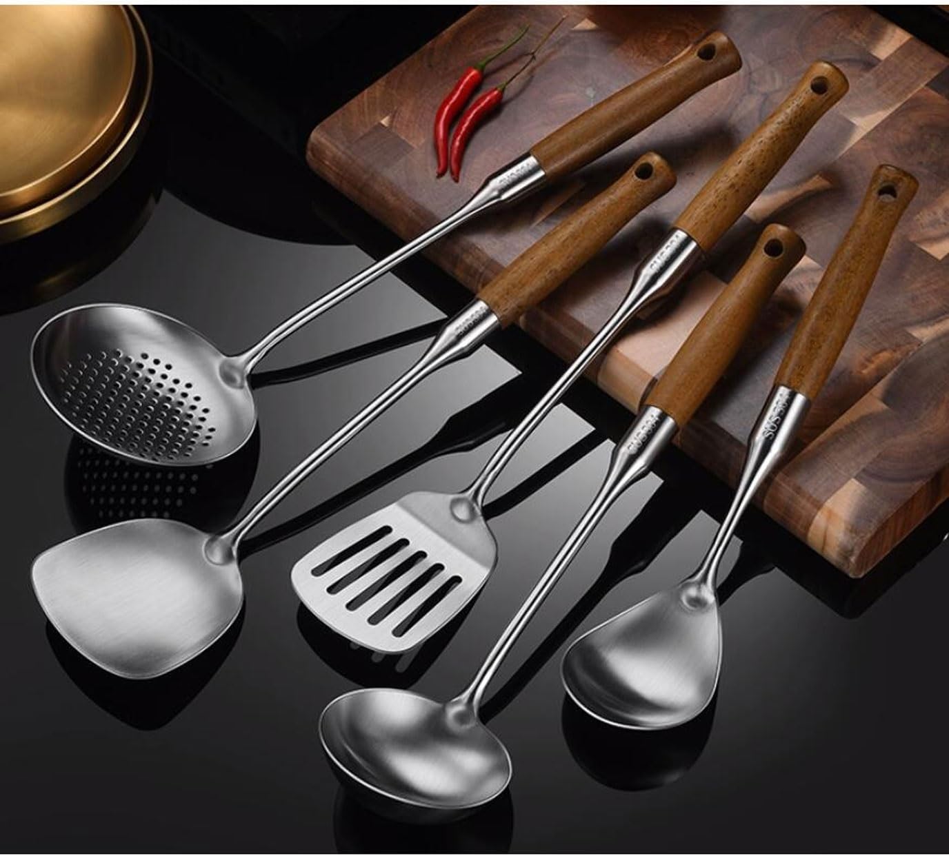 Cooking Utensils 5 Pieces Sets Spoons for Cooking Spatulas Cookware Dining Gadgets Stainless Steel Spatulas Spoons Kitchen Tools