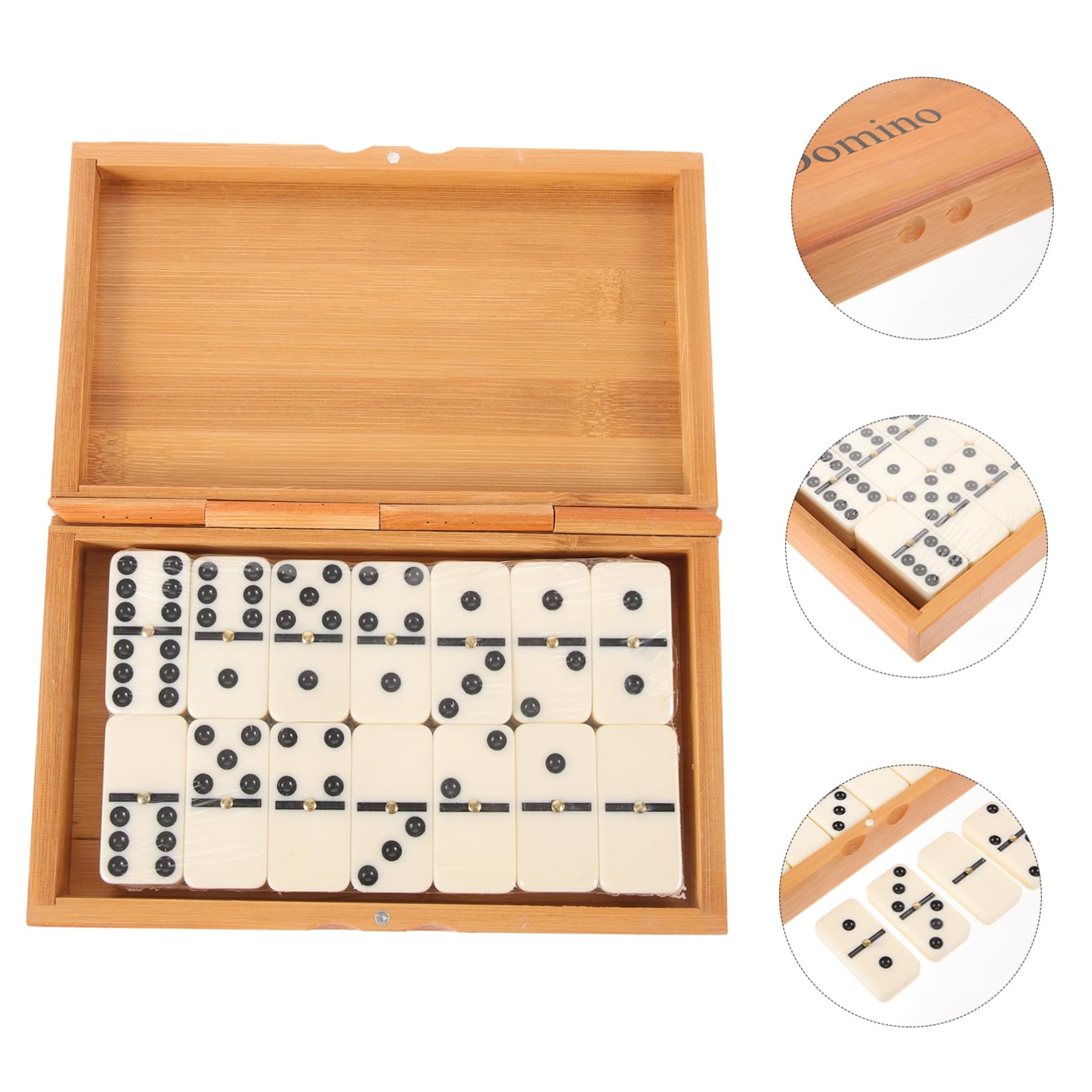 ORFOFE Jeu De Dominos Classique en Bois Bambou Boîte Coulissante Jeu De Dominos Éducatif pour Adultes Et Garçon Et Filles Coffret Vintage pour Soirées en Famille Et Loisirs