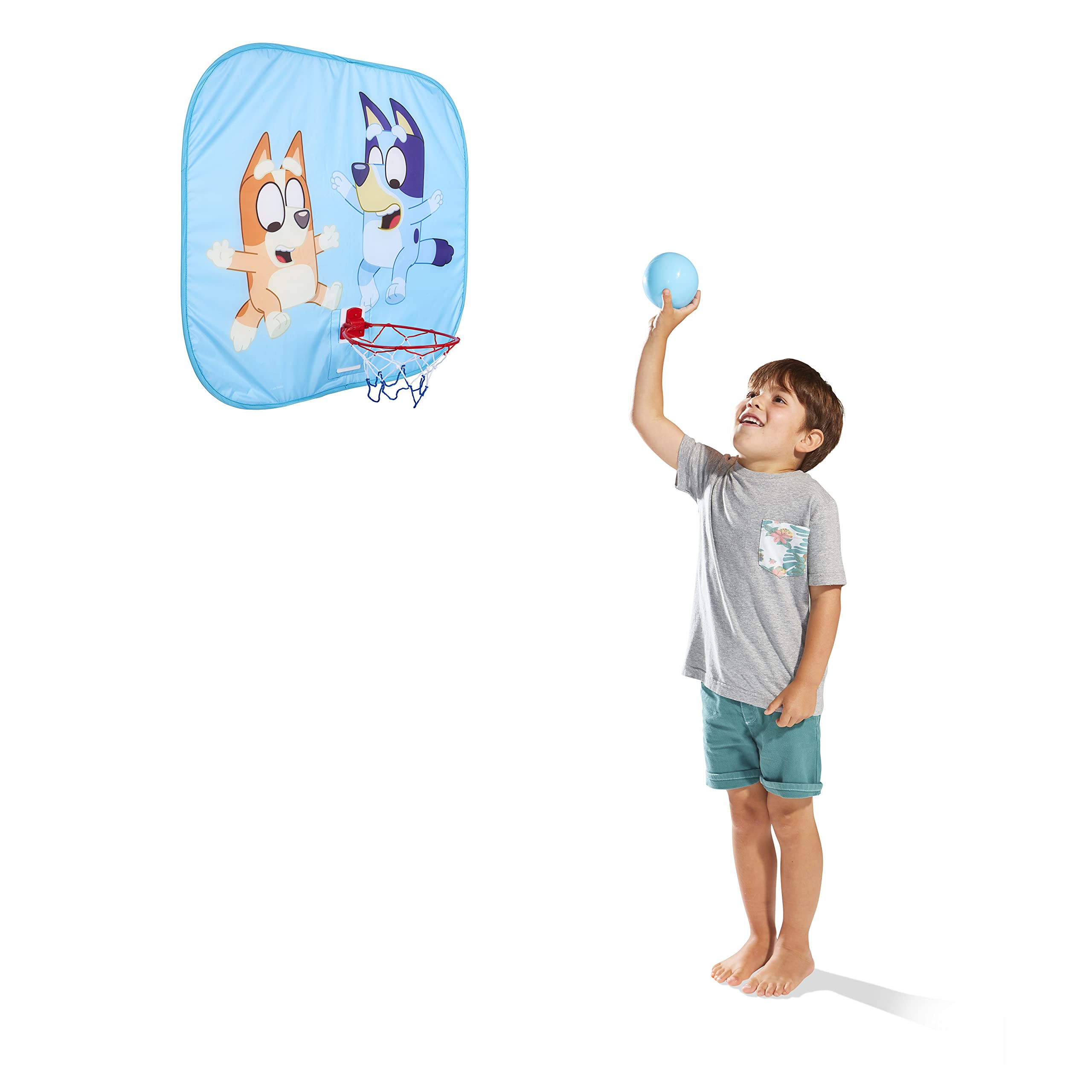 Bluey Juego de Aros de Baloncesto para niños con Baloncesto Inflable para Uso en Interiores y Exteriores